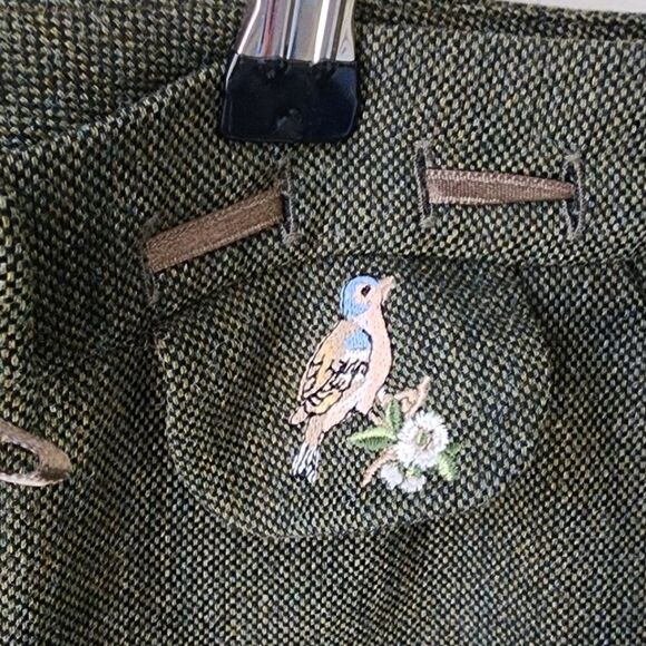 Anthropologie Elevenses Wool Wide Leg Trouser | Size 8 | Olive Bird Ribbon - Picture 2 of 8